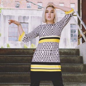 ELIZA J Geometric Print Shift Dress